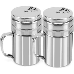 imageAccmor 5oz Salt and Pepper Shakers with Adjustable Pour Holes Stainless Steel Dredge Shaker Seasoning Spice Shakers for Salt Pepper Cinnamon Sugar FlourSmall5 oz