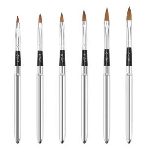 imageAccmor 6pcs Nail Art Brush for Acrylic Powder Metal Handle Acrylic Nail Art Design Brush Nail Art Brushes Detachable Set