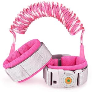imageAccmor Anti Lost Wrist Link with Induction Lock 2 Pack Upgraded Toddler Leash Reflective Kids Wrist Leash for Baby Child Walking Wristband with Magnetic Unlock Design for Boys ampamp Girls 65ftRose Pink