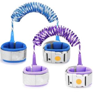 imageAccmor Anti Lost Wrist Link with Induction Lock 2 Pack Upgraded Toddler Leash Reflective Kids Wrist Leash for Baby Child Walking Wristband with Magnetic Unlock Design for Boys ampamp Girls 65ftPurple  Dark Blue