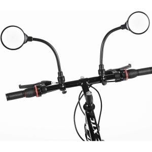 imageAccmor Bike Mirror Handlebar Mount Adjustable Rotatable Bicycle Rear View Glass Mirror Wide Angle Acrylic Convex Safety Mirror for Mountain Road Bike Bicycle