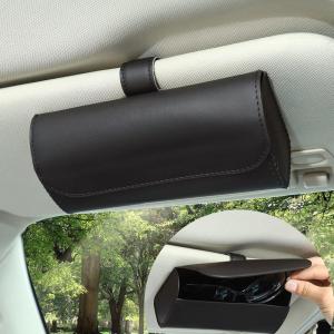 imageAccmor Bling Sunglasses Holder for Car Sun Visor Sparkling Auto Glasses Clip Case Eyeglasses Protective Box PU Leather Car Sunglass Storage Organizer for Truck SUV RV Black CrystalBlack