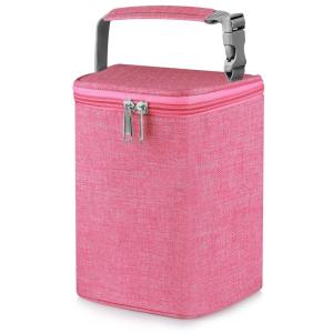 imageAccmor Breastmilk Cooler Bag Baby Bottle Cooler Bags Insulated Tote Bags On The Go Fits 4 Large 8oz Bottles for Nursing Mom Daycare TravelAll Pink