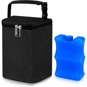 imageAccmor Breastmilk Cooler Bag with Ice Pack Baby Bottle Cooler Bags Insulated Bottle Cooler Tote Bags On The Go Fits 6 Large 9oz Bottles for Nursing Mom Daycare Travel BlackFits 4 Bottles Up to 8 Ounce