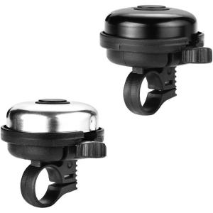 imageAccmor Classic Bike Bell Aluminum Bicycle Bell Loud Crisp Clear Sound Bicycle Bike Bell for Adults KidsBlack  SilverRight Hand Use2 pack