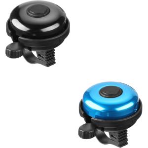 imageAccmor Classic Bike Bell Aluminum Bicycle Bell Loud Crisp Clear Sound Bicycle Bike Bell for Adults KidsBlue  BlackLeft Hand Use2 pack