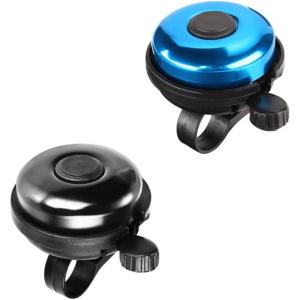 imageAccmor Classic Bike Bell Aluminum Bicycle Bell Loud Crisp Clear Sound Bicycle Bike Bell for Adults KidsBlue  BlackRight Hand Use2 pack