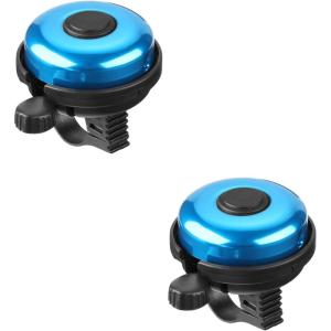 imageAccmor Classic Bike Bell Aluminum Bicycle Bell Loud Crisp Clear Sound Bicycle Bike Bell for Adults KidsBlue  BlueLeft Hand Use2 pack