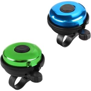 imageAccmor Classic Bike Bell Aluminum Bicycle Bell Loud Crisp Clear Sound Bicycle Bike Bell for Adults KidsBlue  GreenRight Hand Use2 pack