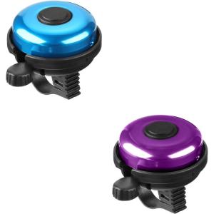 imageAccmor Classic Bike Bell Aluminum Bicycle Bell Loud Crisp Clear Sound Bicycle Bike Bell for Adults KidsBlue  PurpleLeft Hand Use2 pack