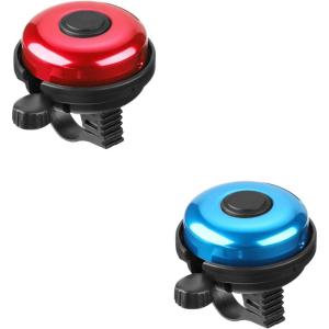 imageAccmor Classic Bike Bell Aluminum Bicycle Bell Loud Crisp Clear Sound Bicycle Bike Bell for Adults KidsRed  BlueLeft Hand Use2 pack