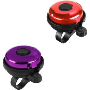imageAccmor Classic Bike Bell Aluminum Bicycle Bell Loud Crisp Clear Sound Bicycle Bike Bell for Adults KidsRed  PurpleRight Hand Use2 pack