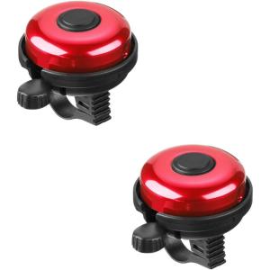 imageAccmor Classic Bike Bell Aluminum Bicycle Bell Loud Crisp Clear Sound Bicycle Bike Bell for Adults KidsRed  RedLeft Hand Use2 pack