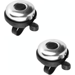 imageAccmor Classic Bike Bell Aluminum Bicycle Bell Loud Crisp Clear Sound Bicycle Bike Bell for Adults KidsSilver  SilverRight Hand Use2 pack