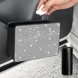 imageAccmor Collapsible Car Trash Can Vehicle Garbage Organizer Holder Bin with One Roll Trash Bag Waterproof Hanging Mini Auto Dustbin Accessories Storage Container for Vans SUVsBlackWhite