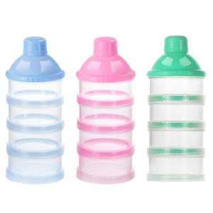 imageAccmor Formula Dispenser On The Go 4 Compartments Stackable Formula Container for Travel Baby Milk Powder Kids Snack Container BPA Free Blue Green Pink
