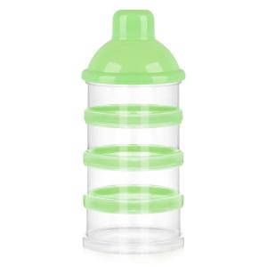 imageAccmor Formula Dispenser On The Go 4 Compartments Stackable Formula Container for Travel Baby Milk Powder Kids Snack Container BPA Free Light Green