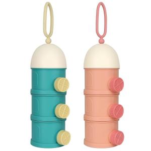 imageAccmor Formula Dispenser On The Go 4 Layers Stackable Formula Container to Go NonSpill Portable Milk Powder Baby ampamp Kids Snack Container Green PinkGreen Pink