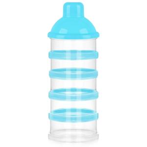 imageAccmor Formula Dispenser On The Go 5 Compartments Stackable Formula Container for Travel Baby Milk Powder Kids Snack Container BPA FreeLight Blue