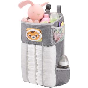 imageAccmor Hanging Baby Diaper Caddy Organizer Diaper Stacker Baby Crib Hanging Classified Storage Bag Organizer for Changing Table Crib Playard or Wall ampamp Nursery Organization BlackStyle CGrey