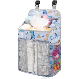 imageAccmor Hanging Baby Diaper Caddy Organizer Diaper Stacker Baby Crib Hanging Classified Storage Bag Organizer for Changing Table Crib Playard or Wall ampamp Nursery Organization BlackStyle AWhite