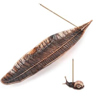 imageAccmor Incense Holder Set Leaf and Snail Incense Burner Incense Ash Catcher Incense Sticks Holder for Counters Meditation Room Yoga Home Office Red CopperRed Copper