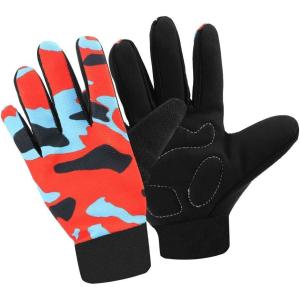 imageAccmor Kids Cycling Gloves  Breathable NonSlip Full Finger Gloves for Child Cycling Climbing Riding Biking ampamp Outdoor Sports 410 Years Boys ampamp GirlsStyle BRed Blue