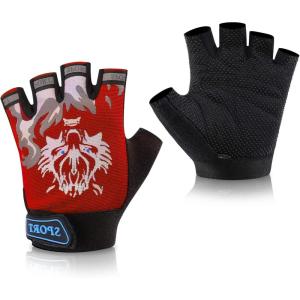 imageAccmor Kids Fishing Gloves Kids Sport Cycling Gloves for Cycling Camping Fishing Outdoor Sportsred