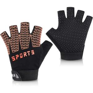 imageAccmor Kids Sport Gloves Kids Half Finger Gloves for Boys Girls Cycling Camping Fishing Outdoor Sportsorange