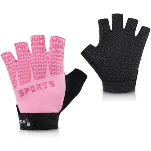 imageAccmor Kids Sport Gloves Kids Half Finger Gloves for Boys Girls Cycling Camping Fishing Outdoor Sportspink