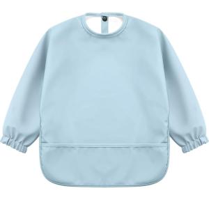 imageAccmor Long Sleeve Baby Bib Full Sleeve Bib Baby Toddler Waterproof Sleeved Bibs Smock Machine WashableBlue