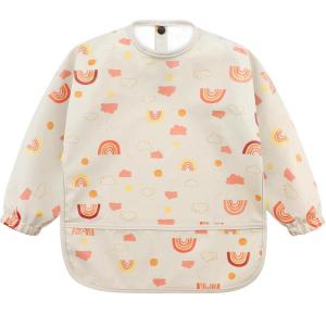 imageAccmor Long Sleeve Baby Bib Full Sleeve Bib Baby Toddler Waterproof Sleeved Bibs Smock Machine WashableRainbow