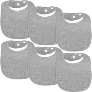 imageAccmor Muslin Baby Drool Bibs 6 Pack Baby Bandana Drool Bibs Soft Cotton Baby Bandana Bibs for Teething DroolingStyle Agrey