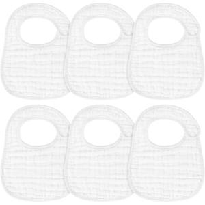 imageAccmor Muslin Baby Drool Bibs 6 Pack Baby Bandana Drool Bibs Soft Cotton Baby Bandana Bibs for Teething DroolingStyle Bwhite