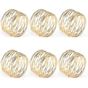 imageAccmor Napkin Rings Metal Gold Round Napkin Rings Buckles for Table Decorations Wedding Dinner Party Set of 6