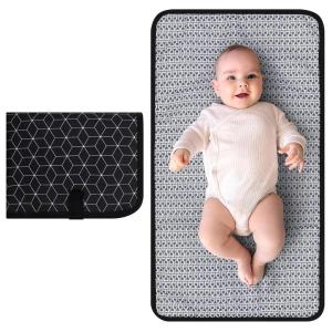 imageAccmor Portable Diaper Changing Pad Waterproof Baby Changing Mat Foldable Portable Travel Changing Pads for Baby BlackBlack Geometry