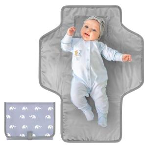 imageAccmor Portable Diaper Changing Pad Waterproof Baby Changing Mat Foldable Travel Diaper Changing Pads for Baby Baby Essentials Shower Registry GiftsGrey Elephant