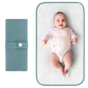 imageAccmor Portable Diaper Changing Pad Waterproof Foldable Baby Changing Mat for Travel Baby Essentials Shower Registry GiftsGreen