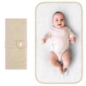 imageAccmor Portable Diaper Changing Pad Waterproof Foldable Baby Changing Mat for Travel Baby Essentials Shower Registry GiftsLight Khaki