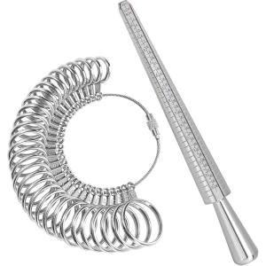 imageAccmor Ring Sizer Tool Including Ring Mandrel ampamp Ring Sizer Guage 4 Sizes Ring Measurement Stick Metal Mandrel ampamp Finger Sizing Measuring Tool Set for Jewelry Making MeasuringSilver