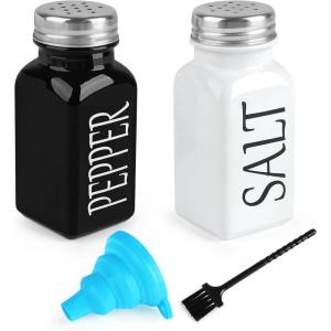 imageAccmor Salt and Pepper Shakers Set Modern Farmhouse Glass Salt Pepper Shakers with Stainless Steel Lids for Kitchen Decor Home Restaurants Wedding