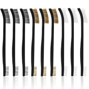 imageAccmor Scratch Brush Set DoubleEnded Gun Cleaning Brushes Tools 9 Packs All Purpose Steel Bristle Cleaner Kit Handy Wire Scrub for Cleaning Welding SlagPaintRustDirt3 Steel Gray  3 Bronze  3 Nylon White