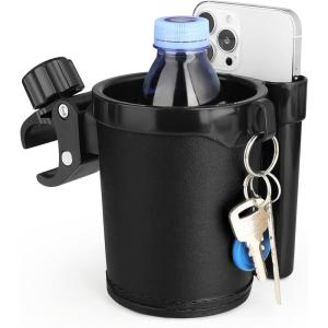 imageAccmor Stroller Cup Holder with Phone Keys Holder 3in1 Universal Cup Holder Drinks Bottle Holder for Stroller Bike Wheelchair Walker ScooterBlack