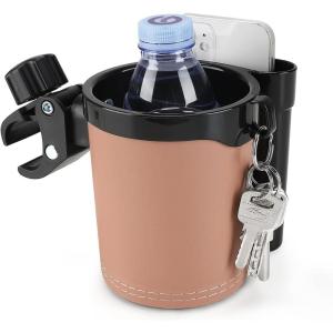 imageAccmor Stroller Cup Holder with Phone Keys Holder 3in1 Universal Cup Holder Drinks Bottle Holder for Stroller Bike Wheelchair Walker ScooterBlack Brown