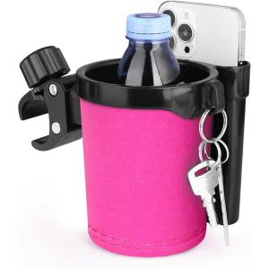 imageAccmor Stroller Cup Holder with Phone Keys Holder 3in1 Universal Cup Holder Drinks Bottle Holder for Stroller Bike Wheelchair Walker ScooterBlack Pink