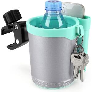 imageAccmor Stroller Cup Holder with Phone Keys Holder 3in1 Universal Cup Holder Drinks Bottle Holder for Stroller Bike Wheelchair Walker ScooterGrey Green