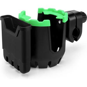 imageAccmor Stroller Cup Holder with Tray Universal Cup Holder Bike Bottle Holder 360 Rotatable Large Caliber Drinks Holder for Stroller Bike Wheelchair WalkerCup Phone HolderGreen