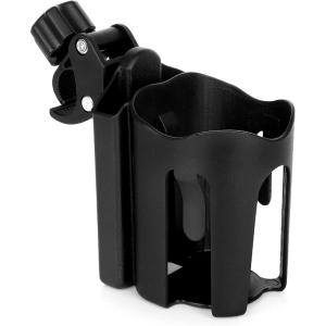 imageAccmor Stroller Cup Holder with Tray Universal Cup Holder Bike Bottle Holder 360 Rotatable Large Caliber Drinks Holder for Stroller Bike Wheelchair WalkerCup Phone Holder BBlack