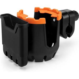 imageAccmor Stroller Cup Holder with Tray Universal Cup Holder Bike Bottle Holder 360 Rotatable Large Caliber Drinks Holder for Stroller Bike Wheelchair WalkerCup Phone HolderOrange