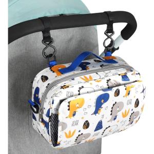 imageAccmor Stroller Organizer Universal Stroller Organizer with Insulated Cup Holder Pocket Dual Purpose Large Capacity Stroller Bag Caddy Stroller Accessories Fits for Uppababy Doona Nuna StrollersDinosaur
